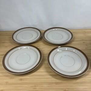 Set 4 MI Monterrey Stoneware Brown Saucers MSI Japan Replacement 6-1/4" Vintage